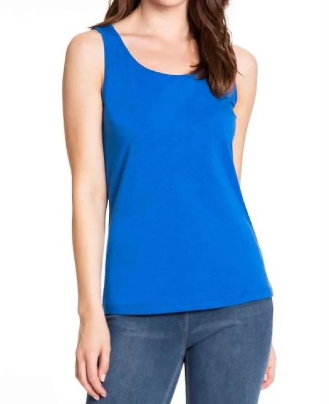 Double Scoop Neck Tank In Royal BlueThermal tank