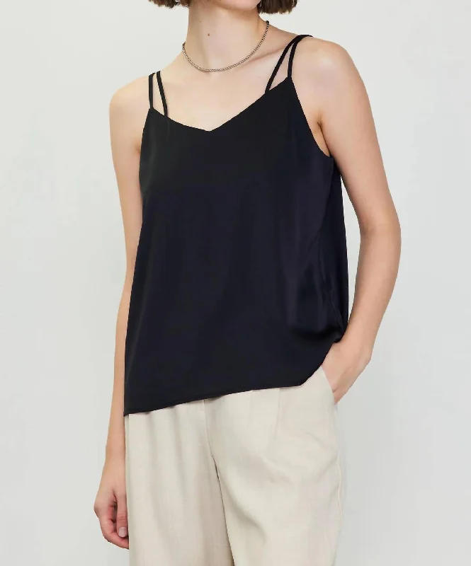 Double Strap Tank Top In BlackTrail tank