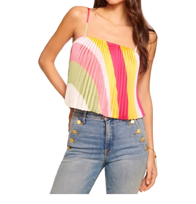 Sarah Pleated Tank Top In Multi ColorPerformance hoodie