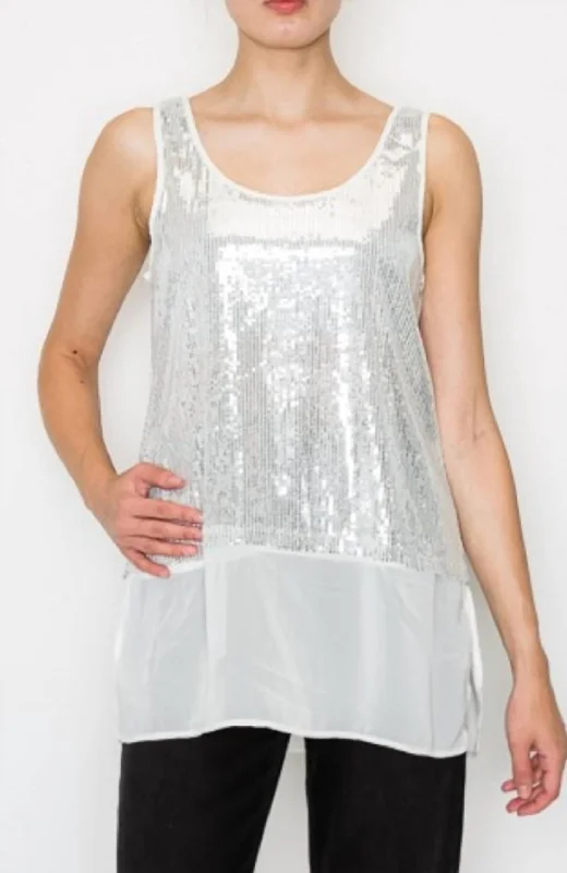 Sequin & Chiffon Tank In WhiteWindproof tank
